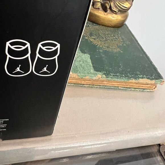 Jordan NIB Newborn Baby Booties in clear ornament. Cement and Black and red. - Picture 8 of 9